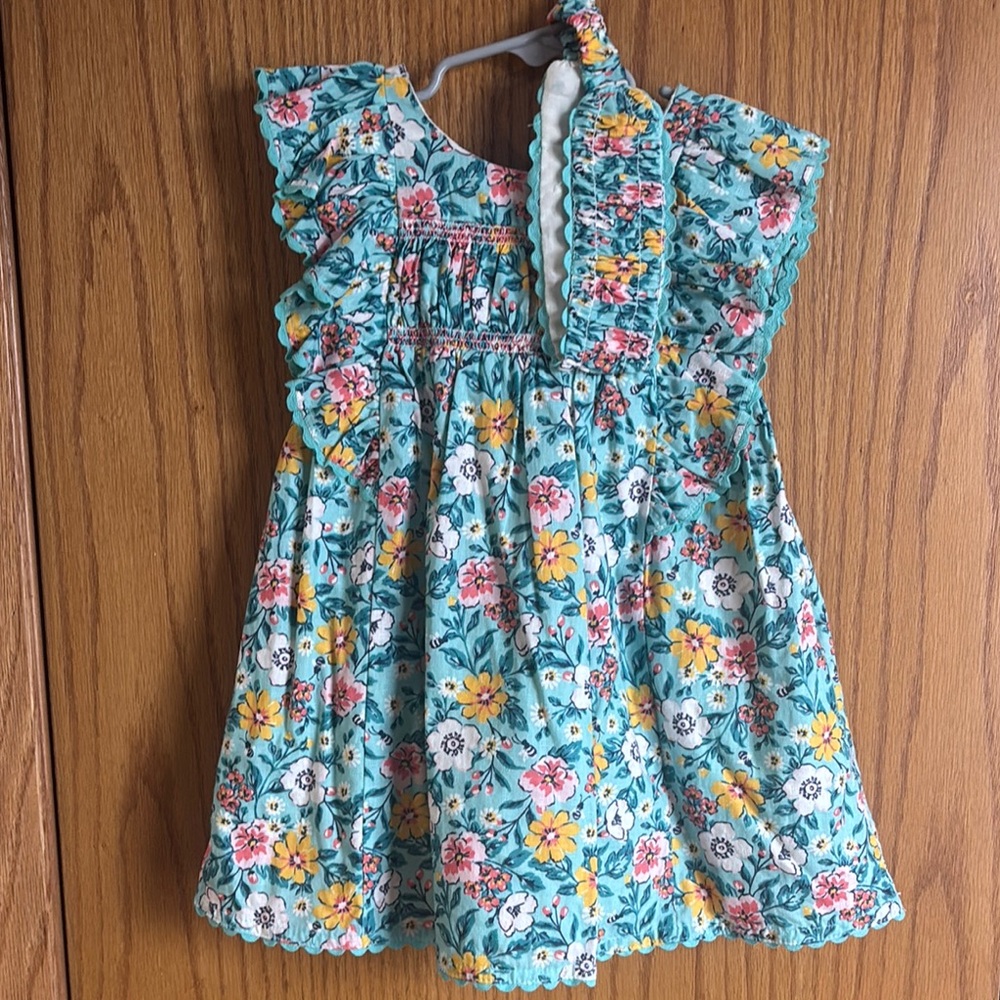Floral Kids Dress in Blue and Yellow